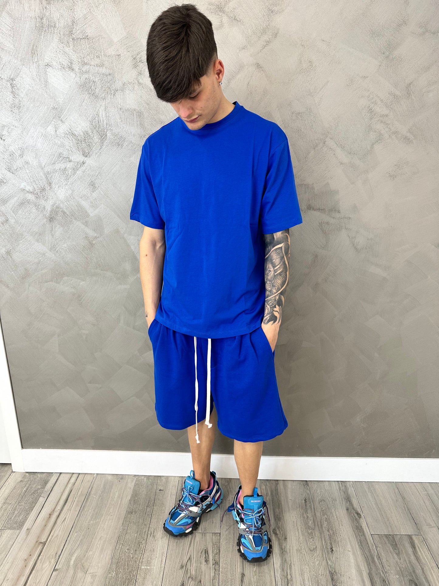 PANTALONCINO BLU COTONE