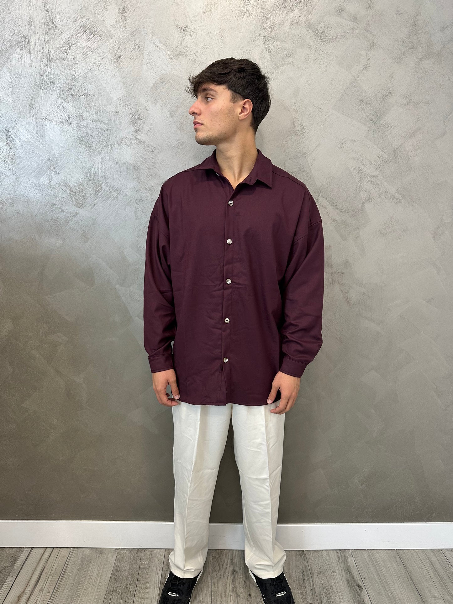 Camicia oversize bordeaux