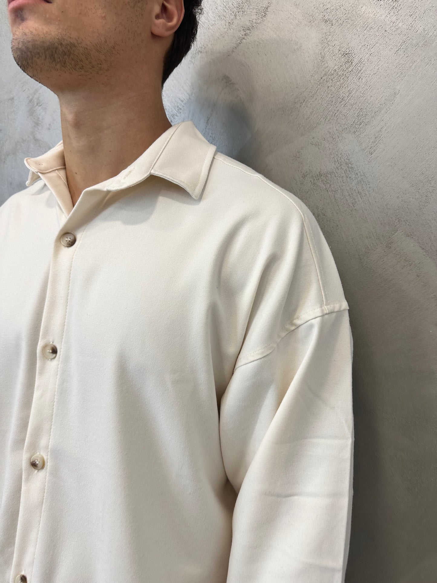 Camicia oversize panna tessuto premium