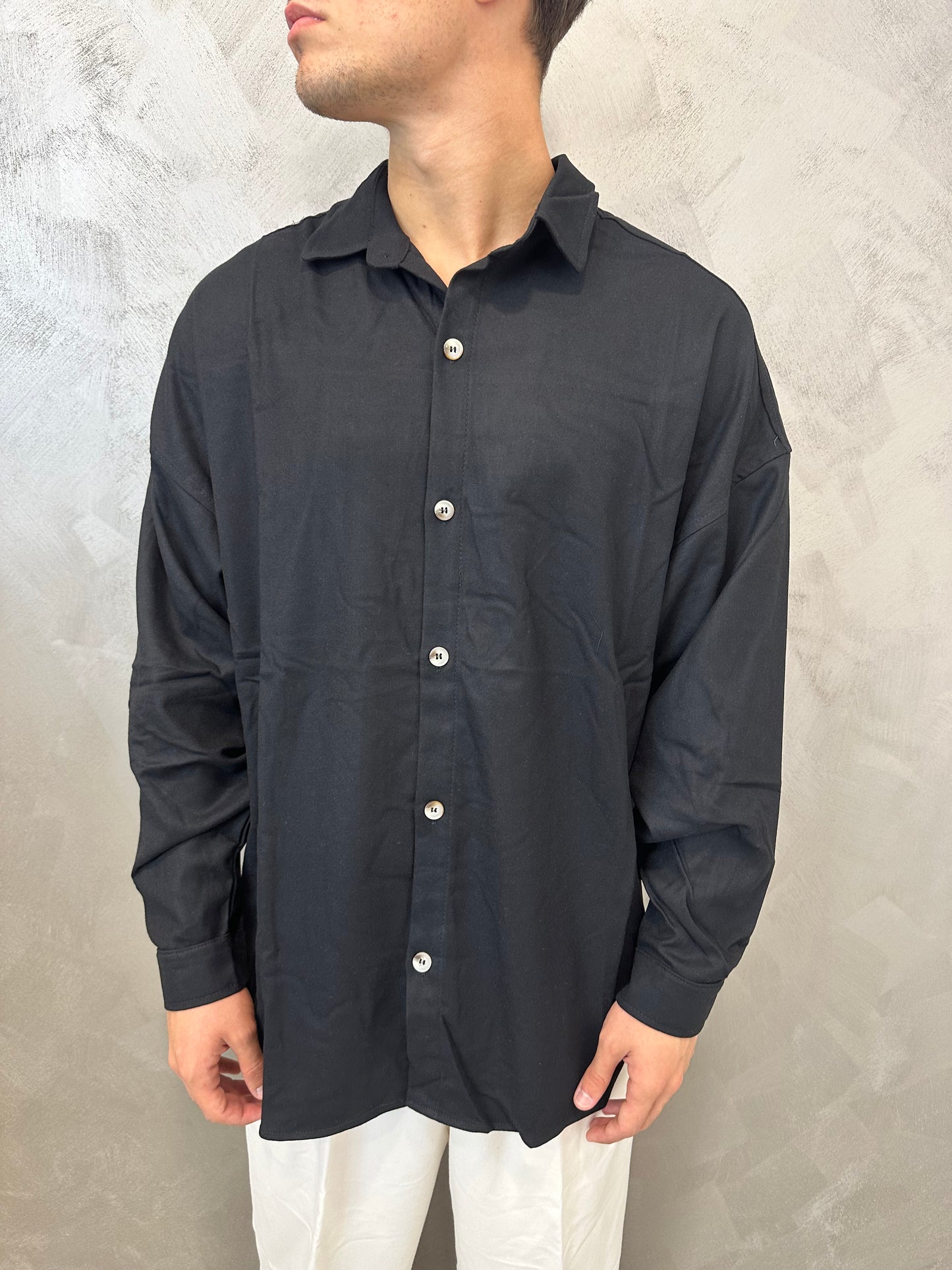 Camicia oversize black tessuto premium