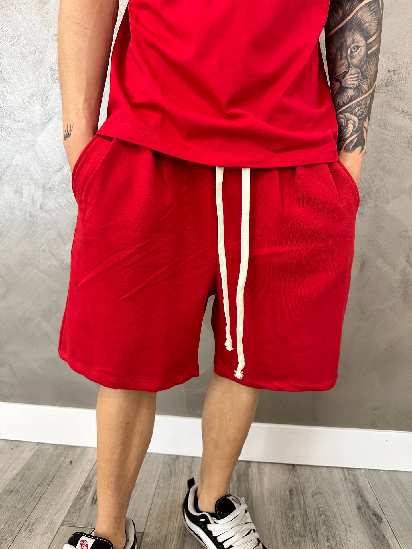 RED COTTON SHORTS