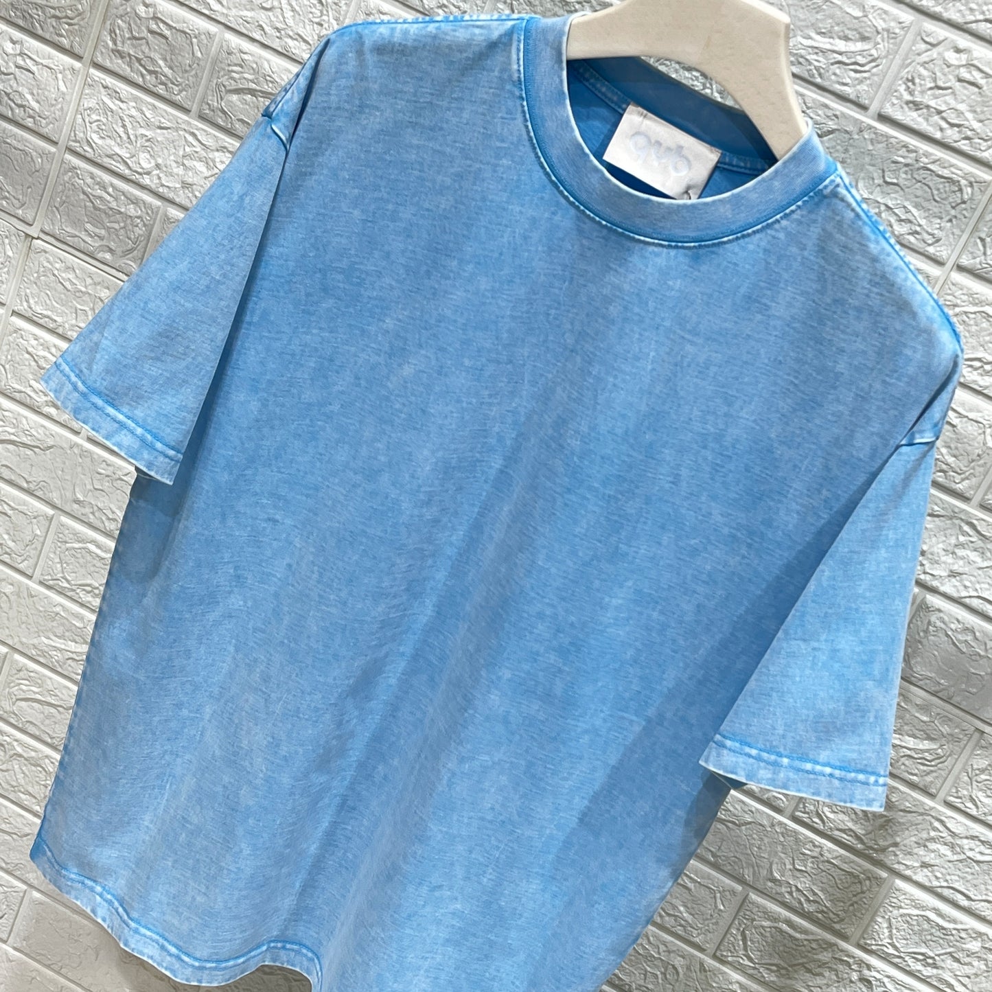 T-shirt stone washed celeste