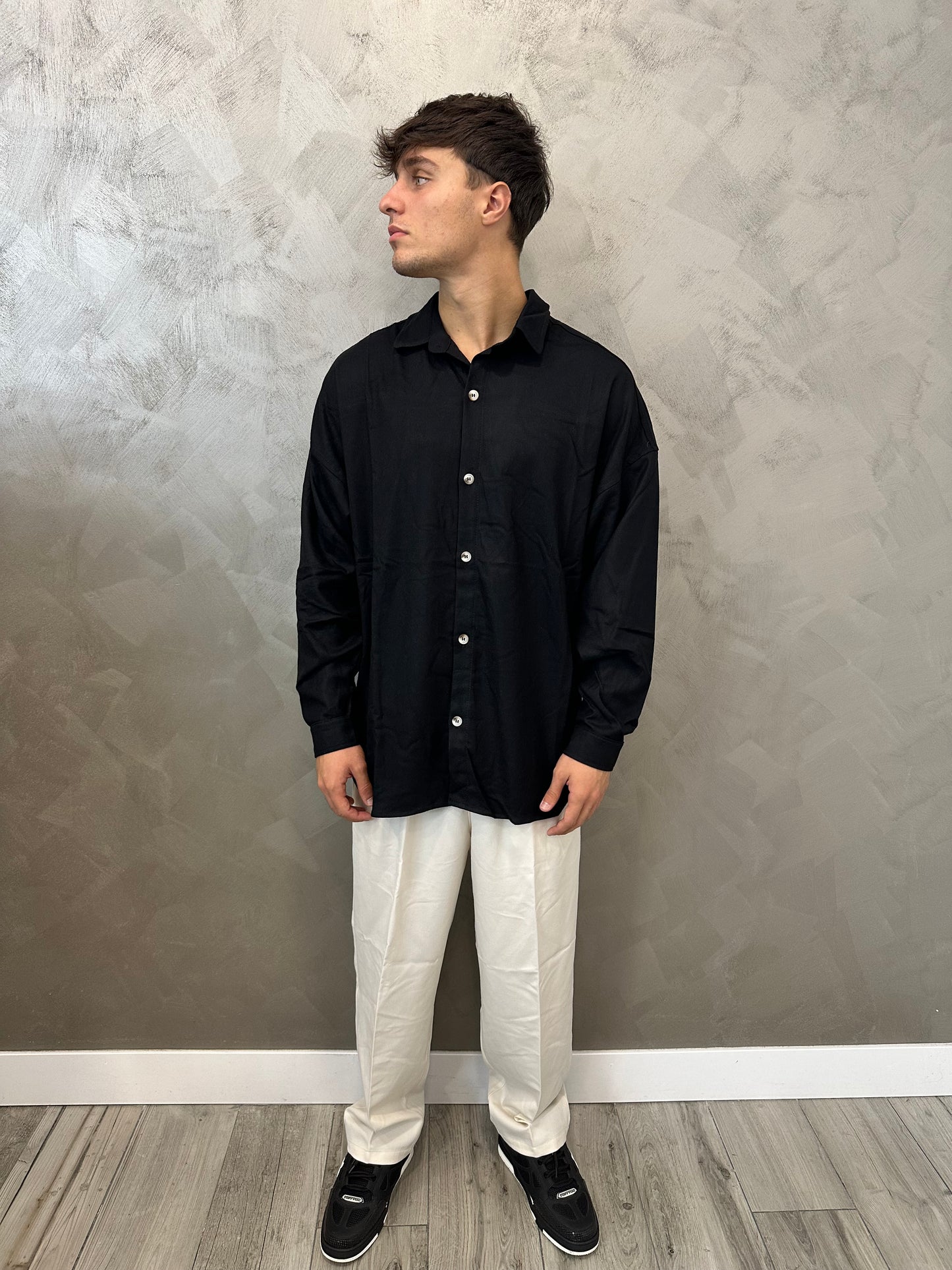 Camicia oversize black tessuto premium