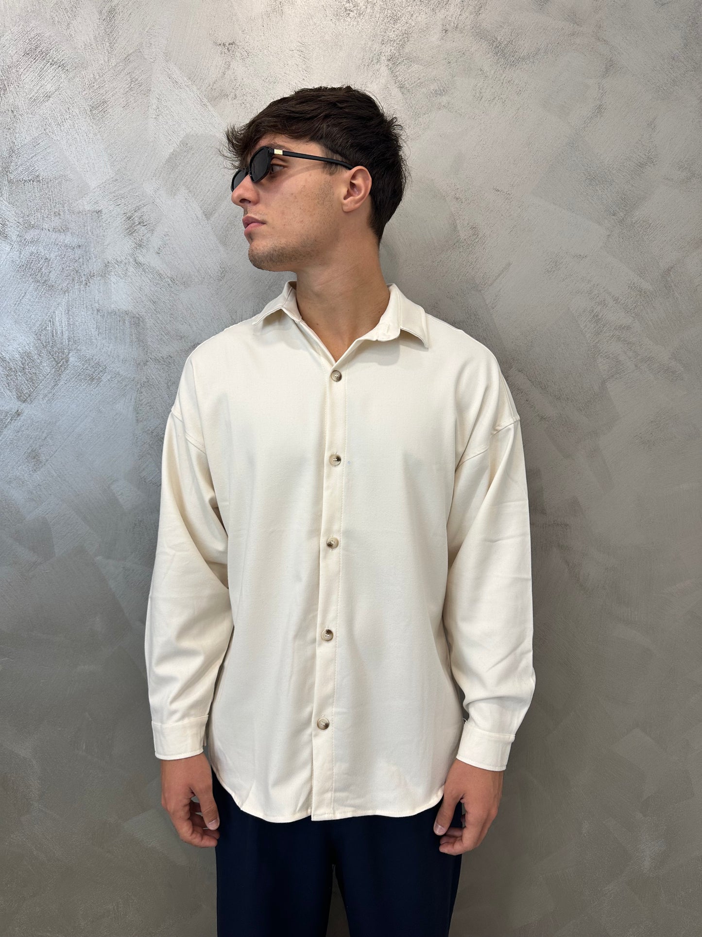 Camicia oversize panna tessuto premium