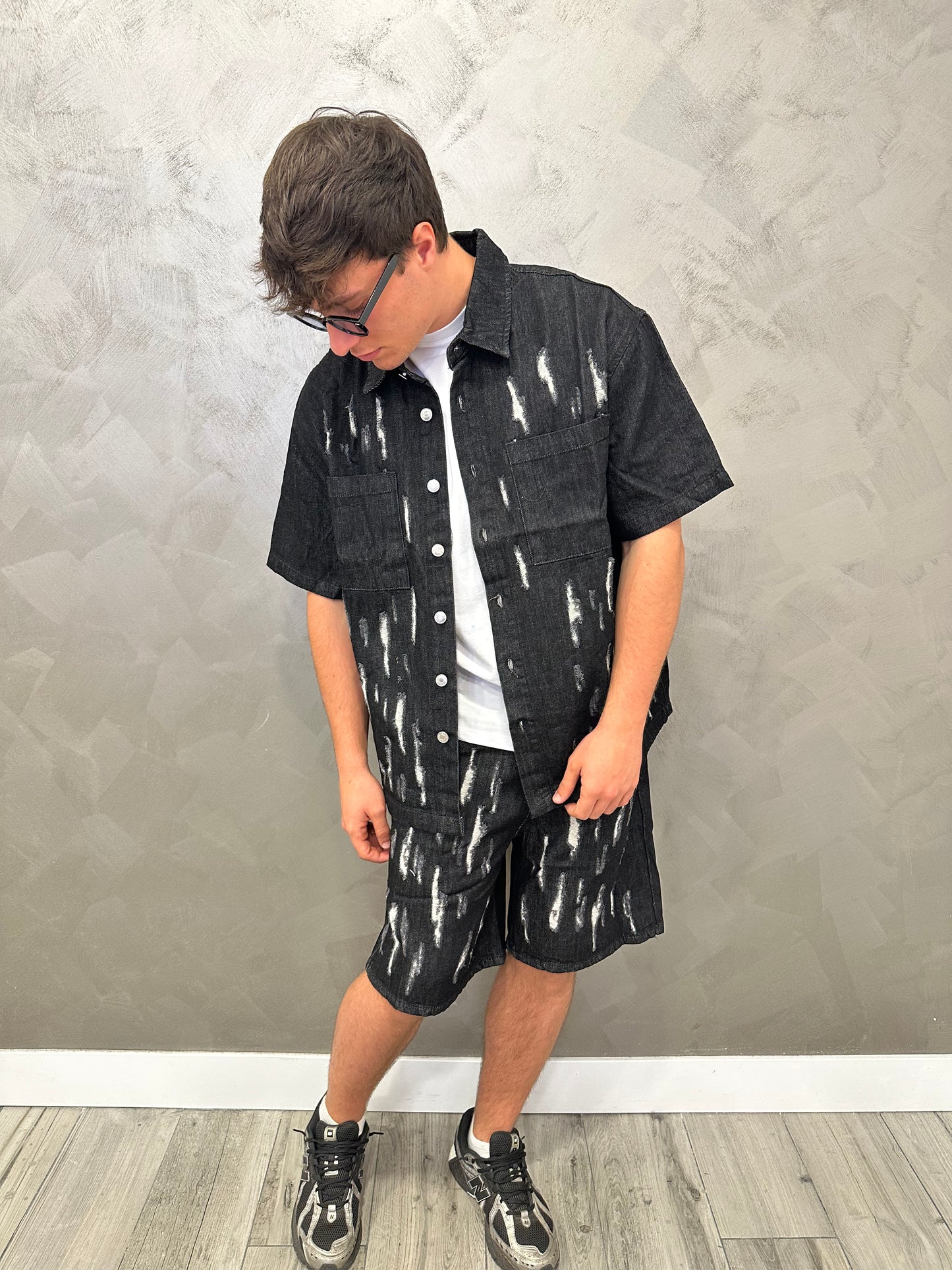 Completo jeans destroyed black