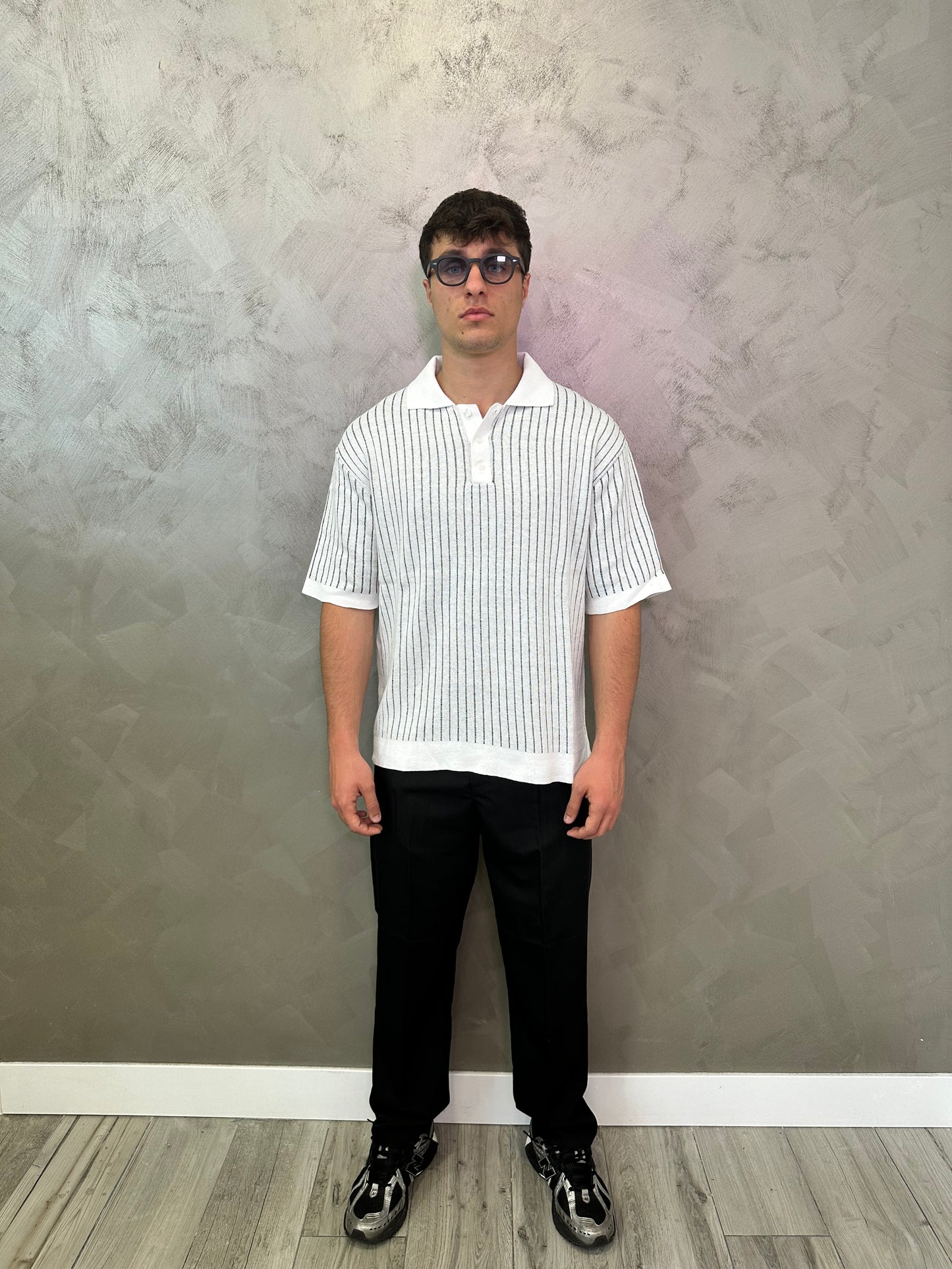 Polo bicolor line White