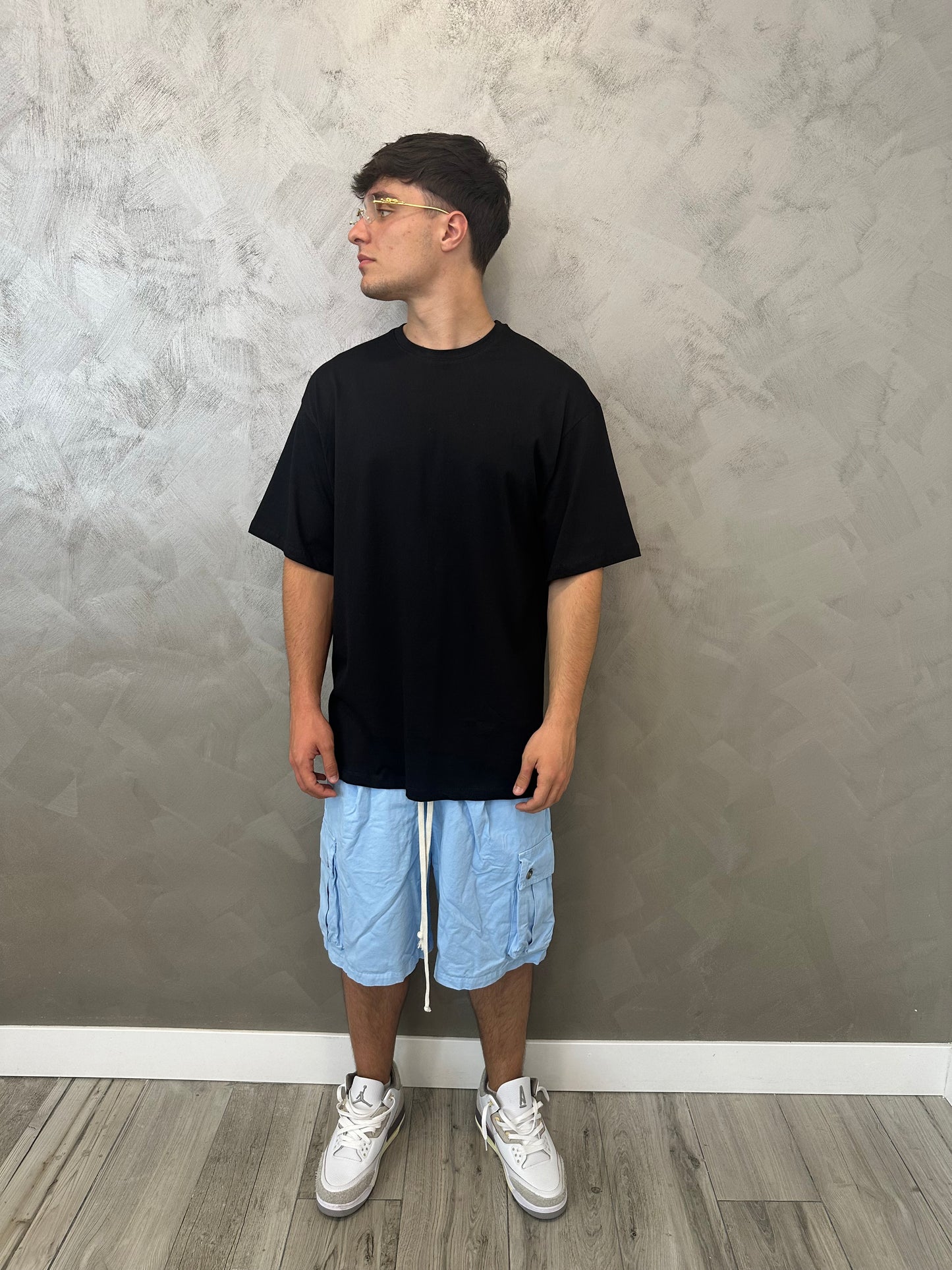 Pantaloncino cargo celeste