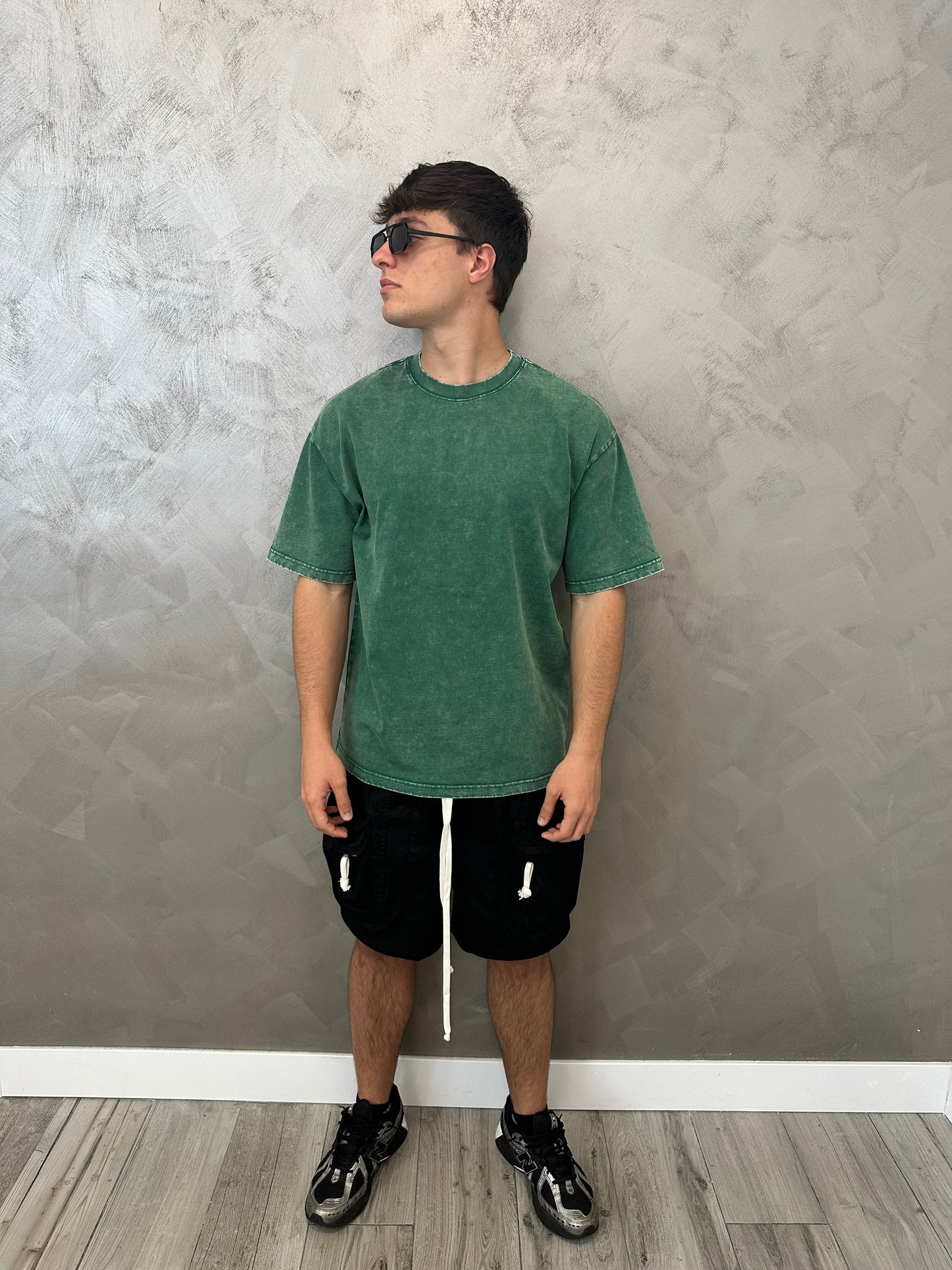 T-shirt stone washed green