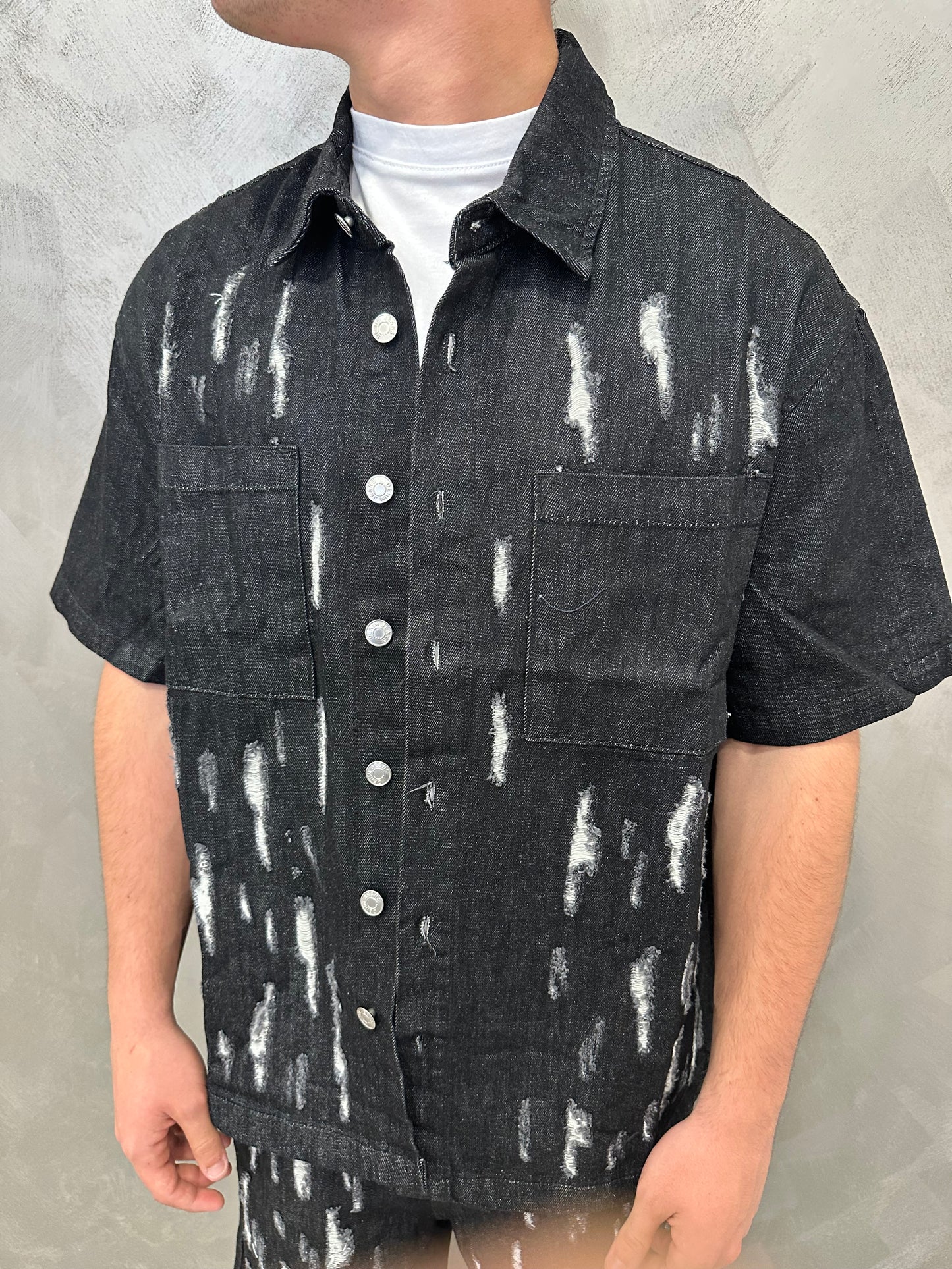 Completo jeans destroyed black