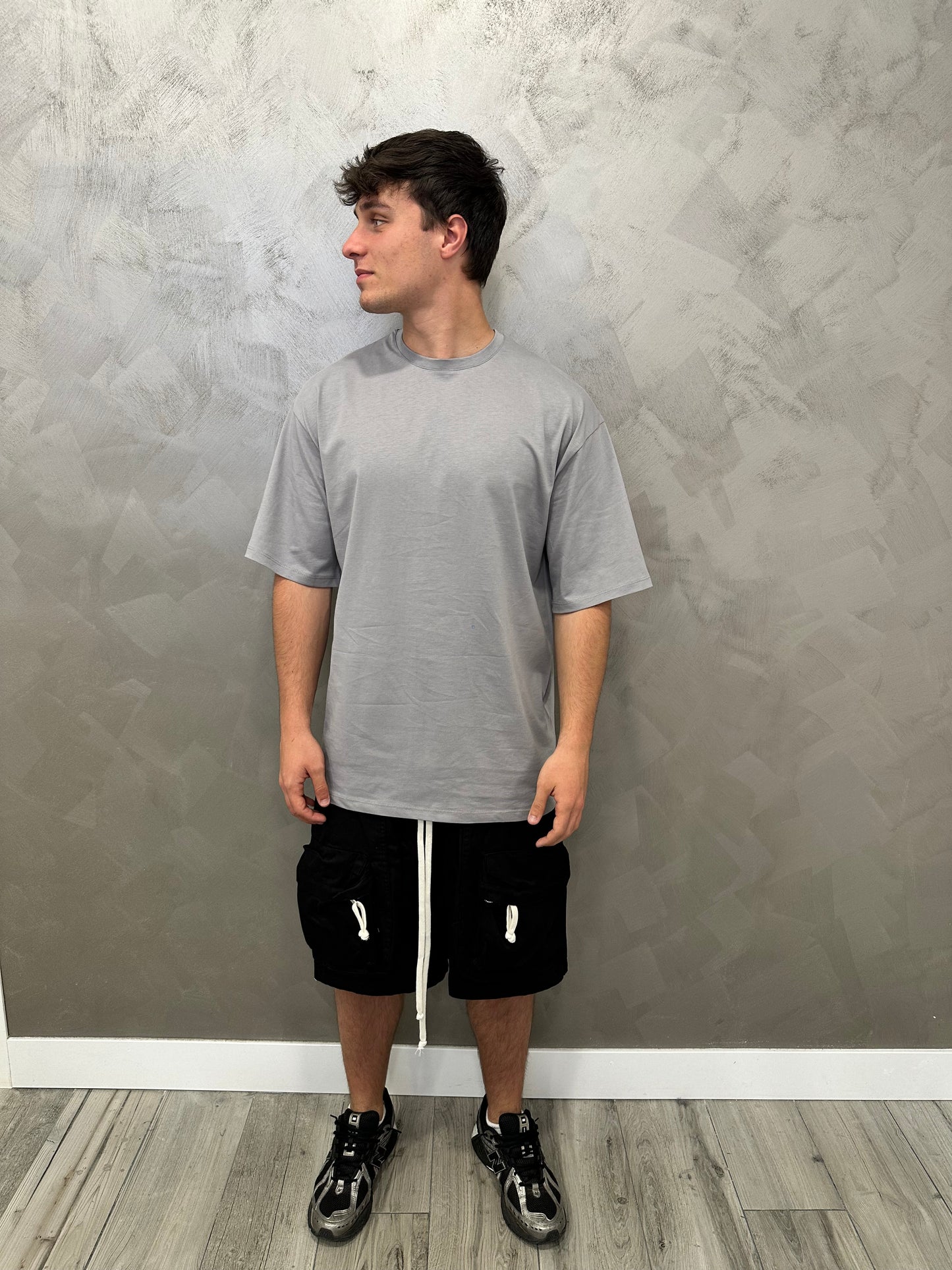 T-shirt oversize grigio taglia unica