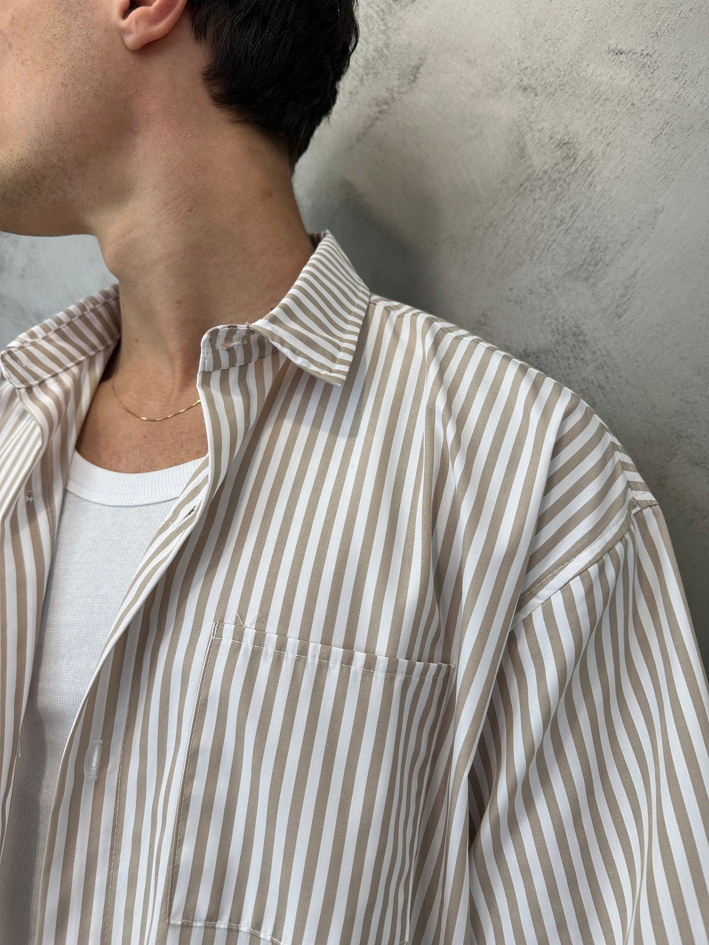Camicia Riviera Crop Oversize Beige