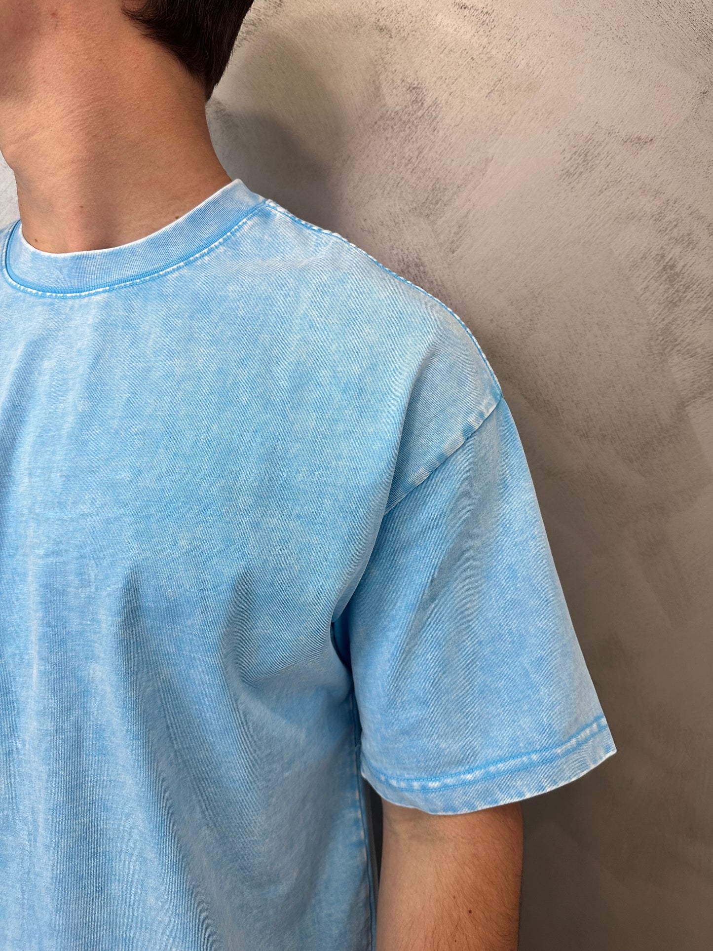 T-shirt stone washed celeste