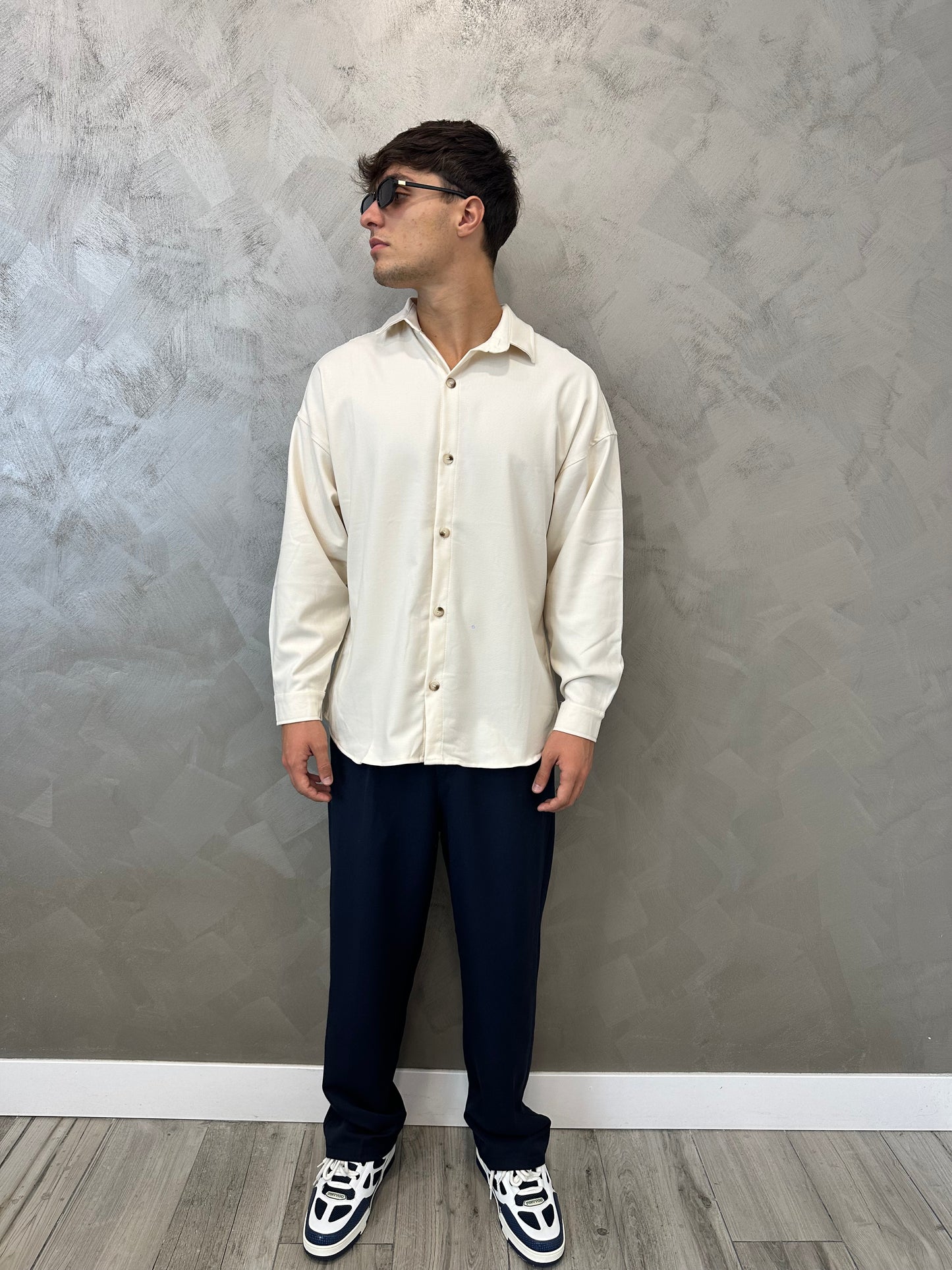 Camicia oversize panna tessuto premium