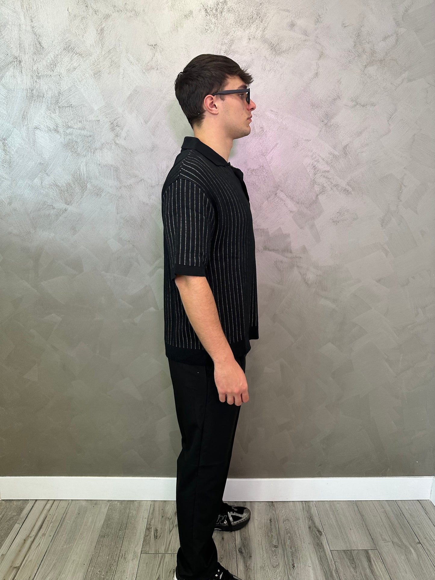 Polo bicolor line black