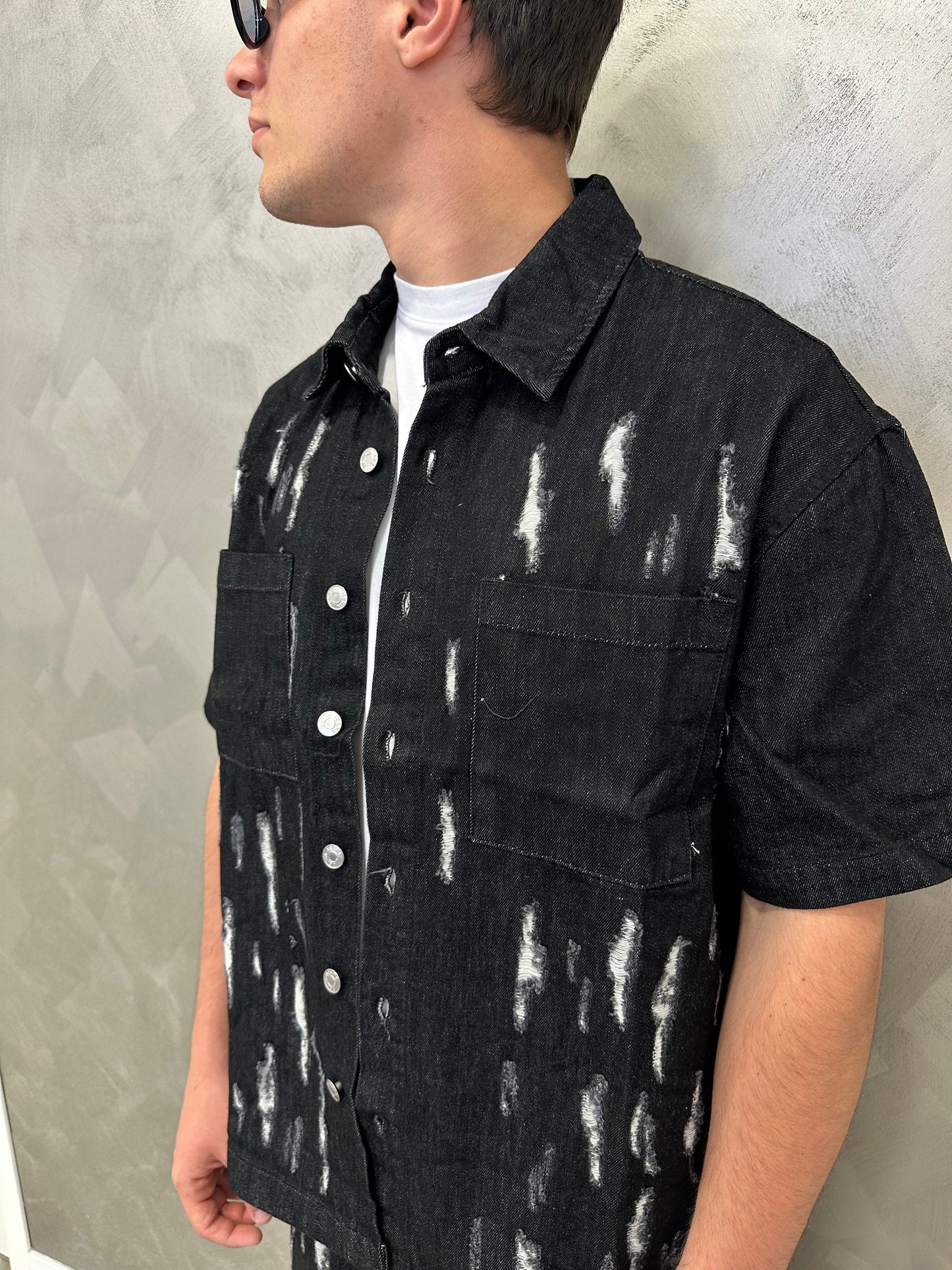 Completo jeans destroyed black