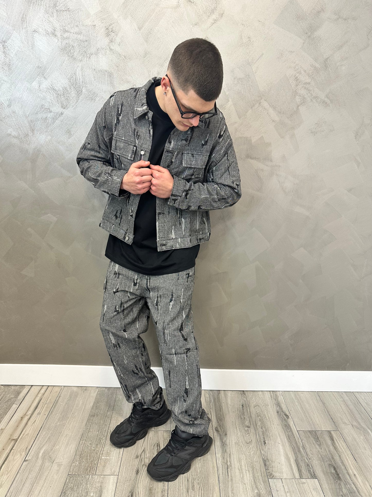 COORDSET JEANS FUMÈ BLACK/GREY