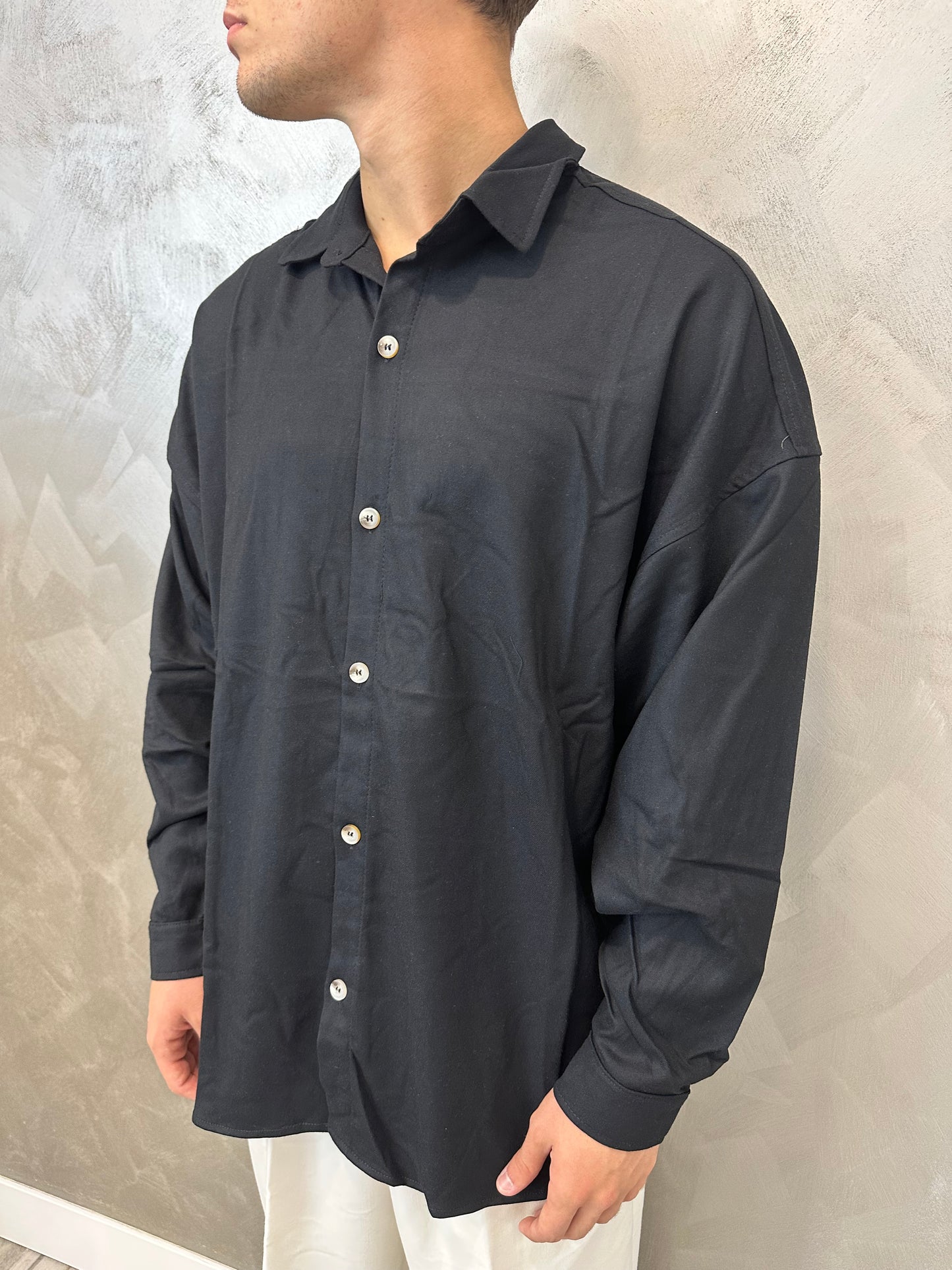 Camicia oversize black tessuto premium