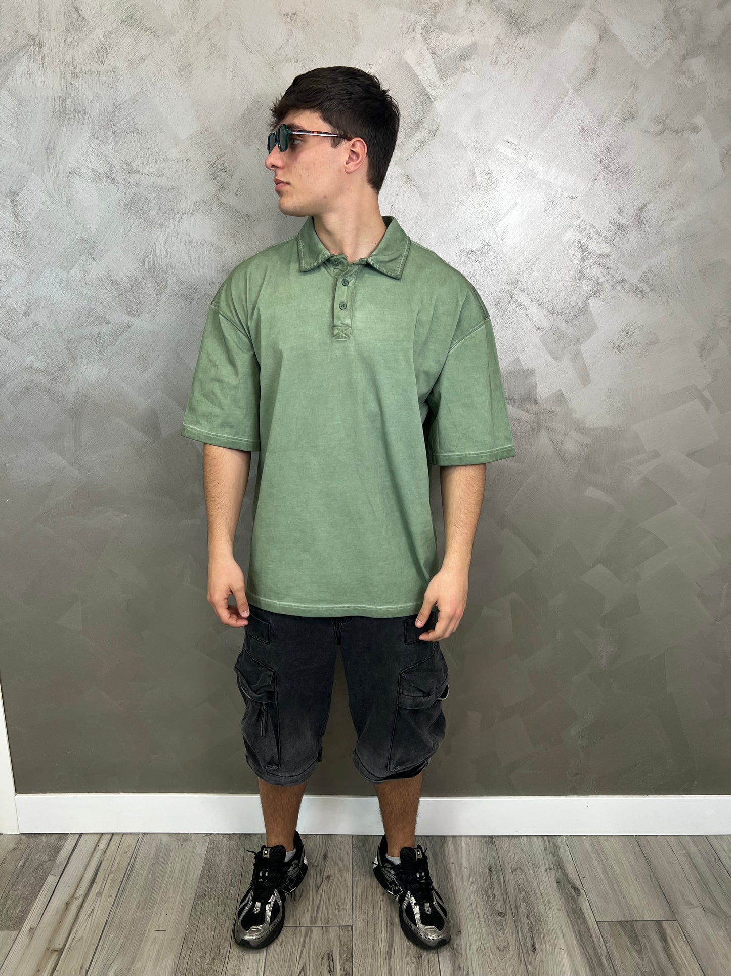 Polo stone washed green over