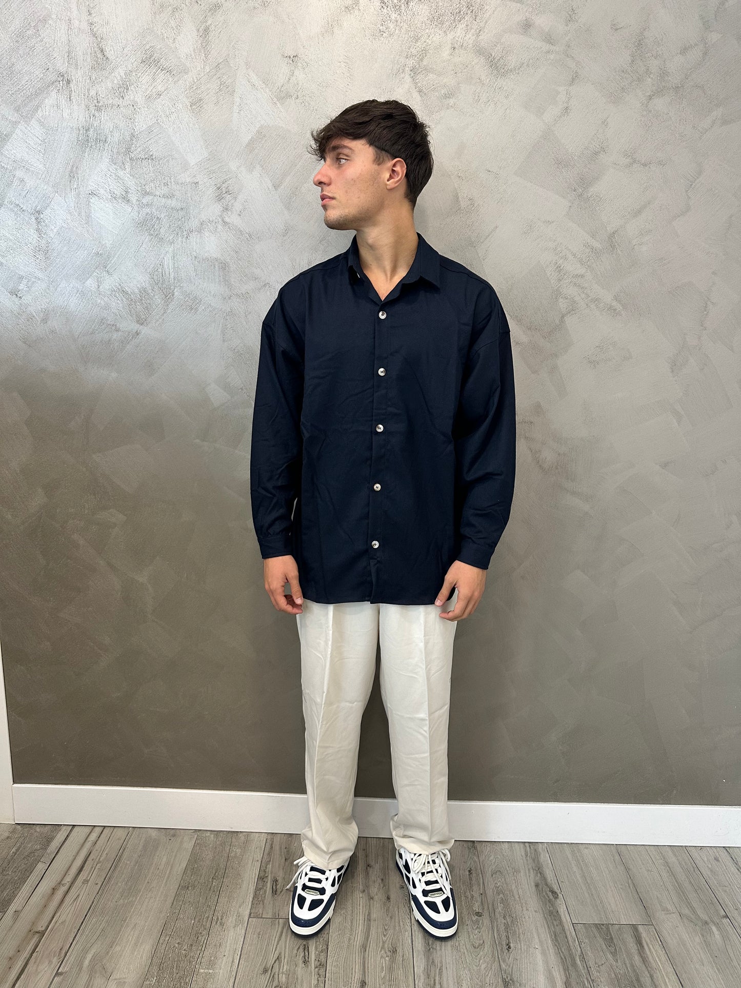 Camicia oversize blu notte