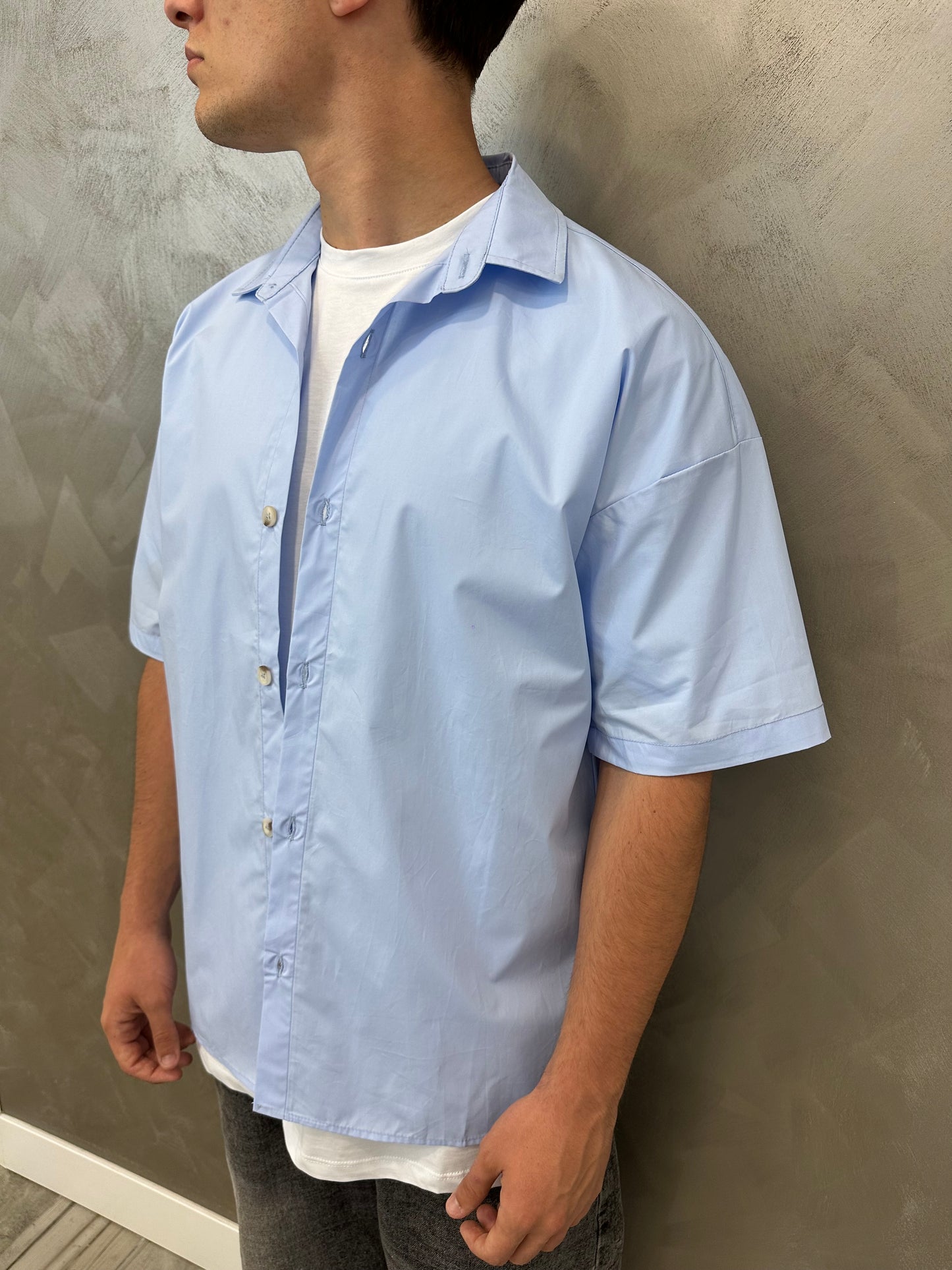 Camicia Oversize celeste 100% cotone