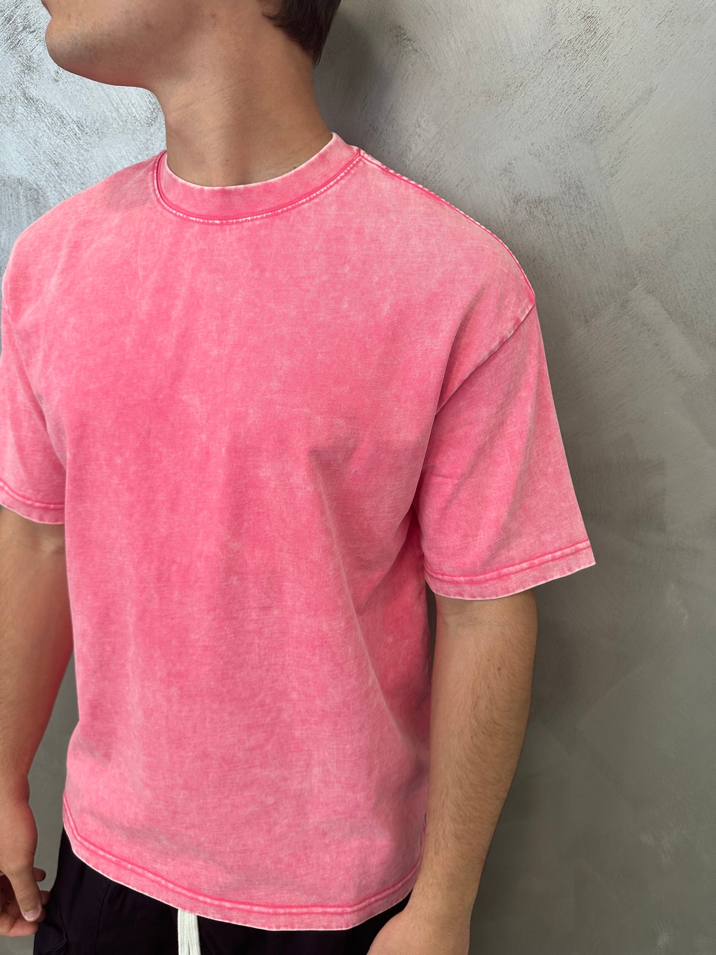 T-shirt stone washed rosa