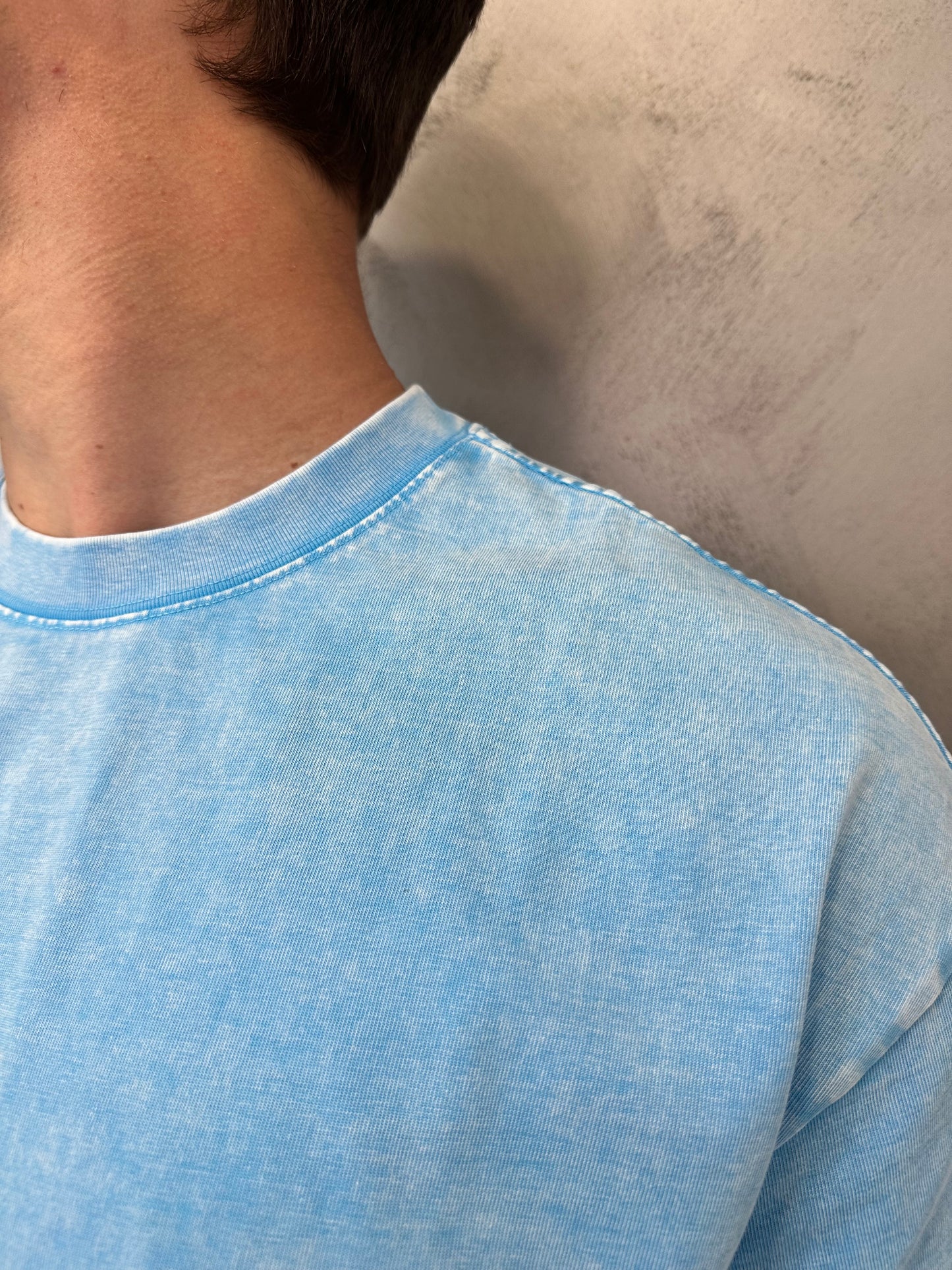 T-shirt stone washed celeste