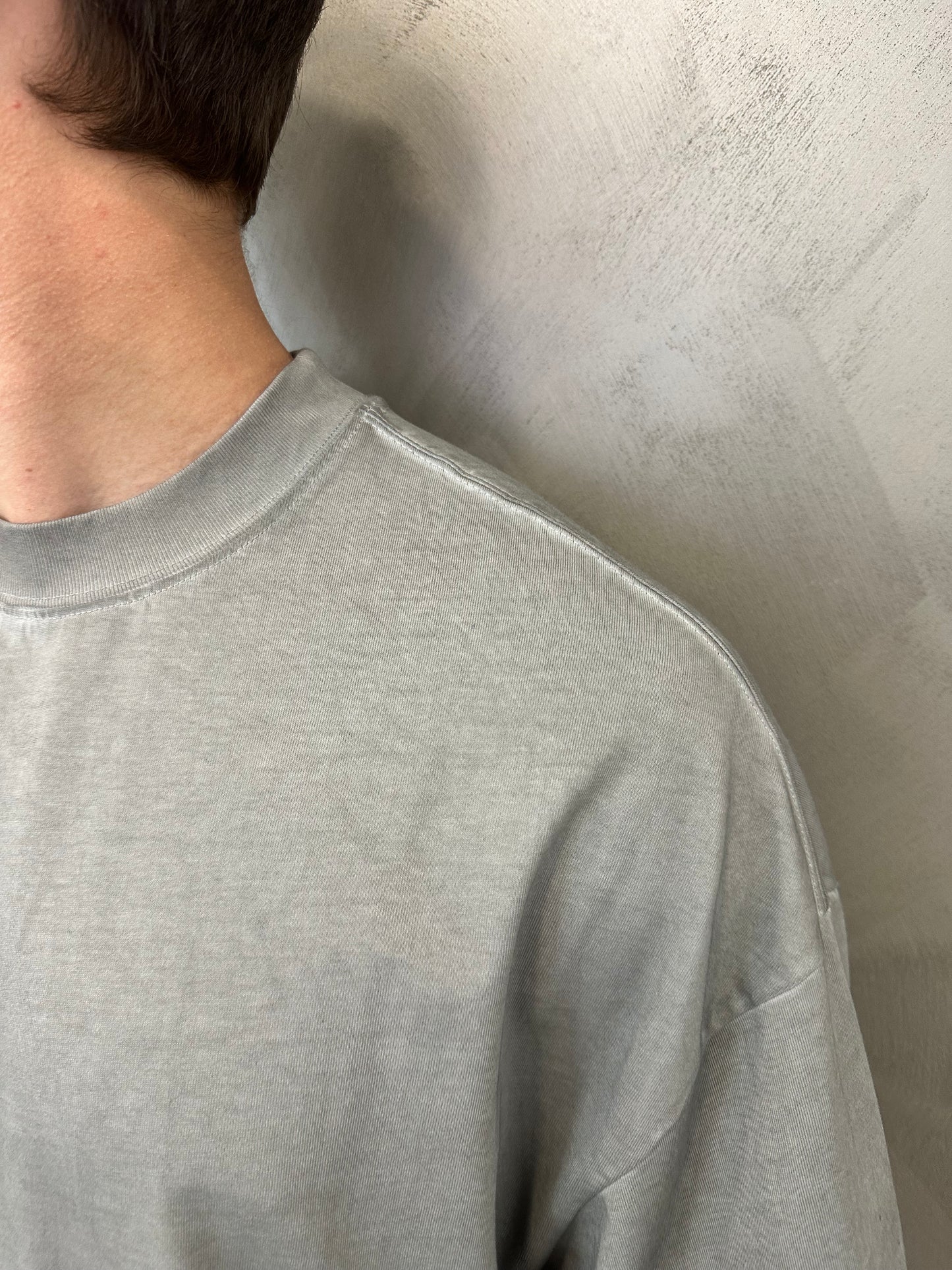 Premium oversize stone washed light grey