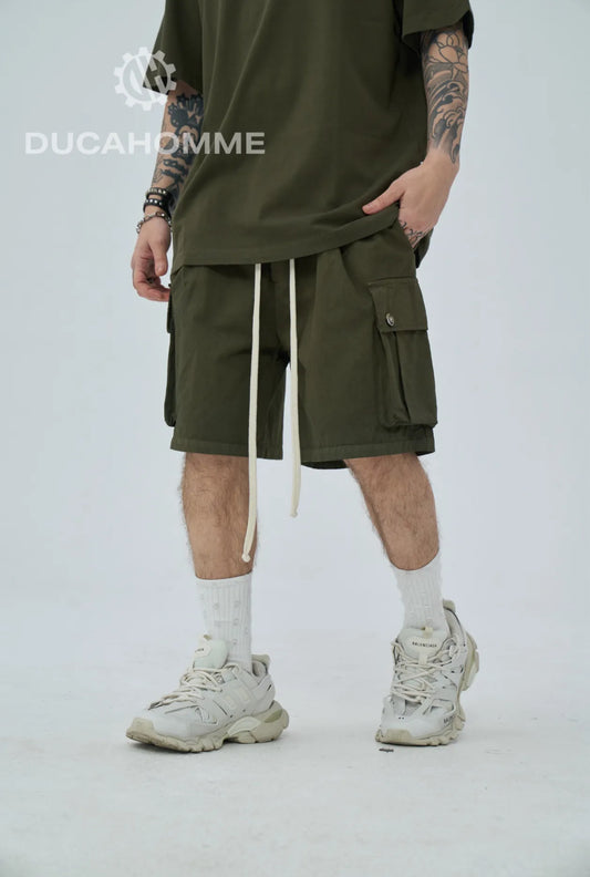 Pantaloncino cargo verde militare