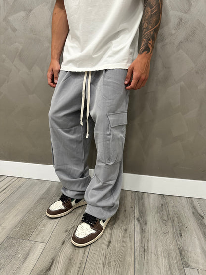 PANTALONE ELEGANT GRIGIO BAGGY CARGO