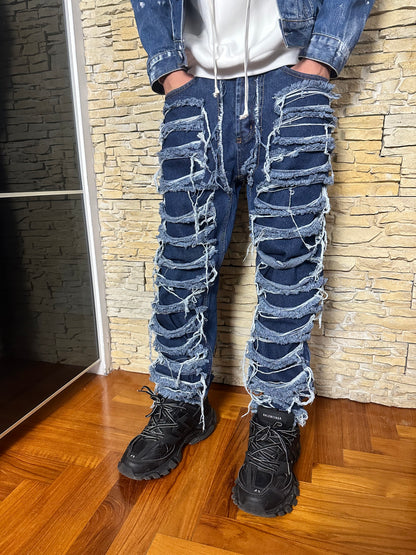 JEANS DESTROYED BLUE