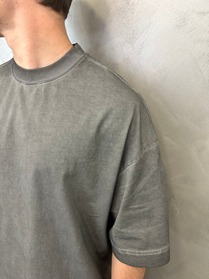 Premium oversize stone washed grigio scuro