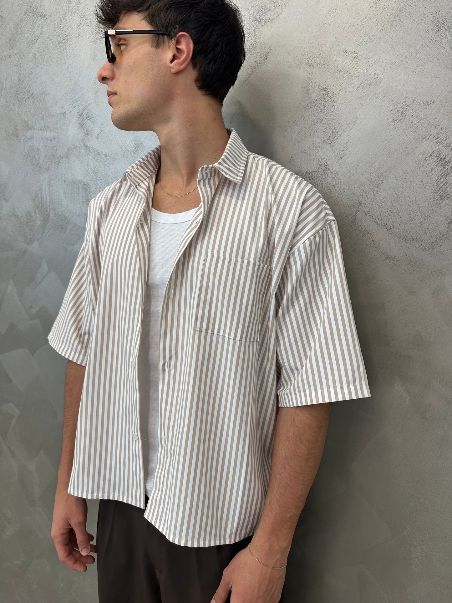 Camicia Riviera Crop Oversize Beige