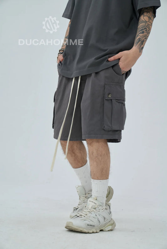 Pantaloncino cargo grigio piombo