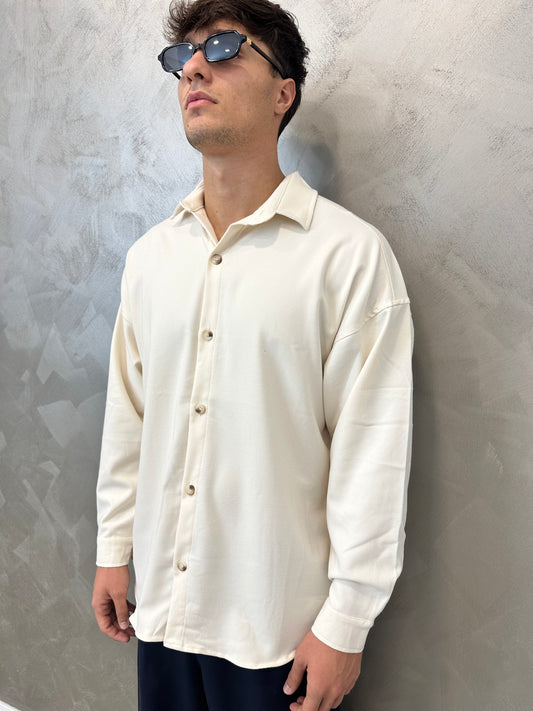 Camicia oversize panna tessuto premium