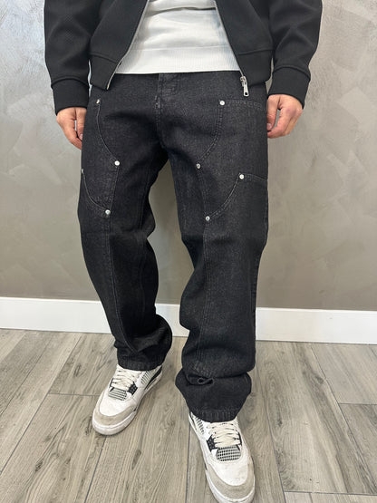 BLACK DOUBLE CARPENTER JEANS