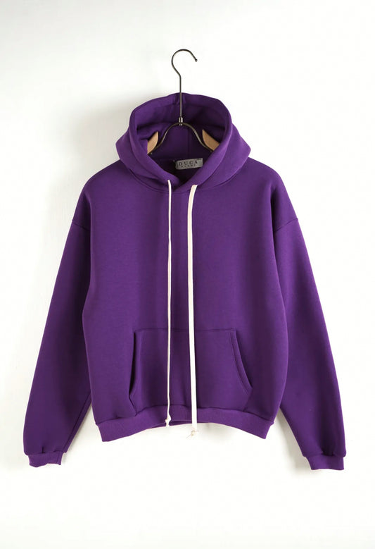 PURPLE DOUBLE COTTON BOXY SWEATSHIRT