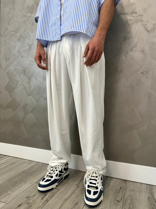 Pantalone Riviera Lino bianco