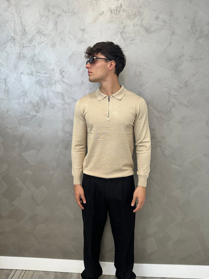 Polo beige zip 2.0
