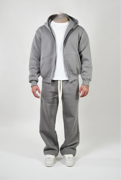 Tuta hoodie zip grigio