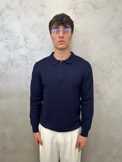 Polo blu notte zip 2.0