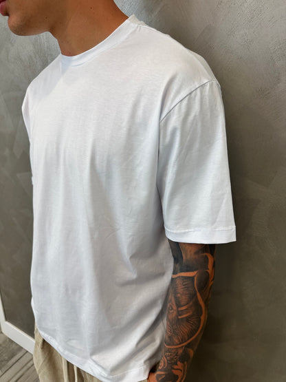 T-SHIRT WHITE SEMI-OVER GIROCOLLO BASIC