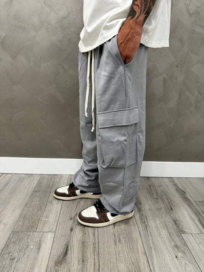 PANTALONE ELEGANT GRIGIO BAGGY CARGO