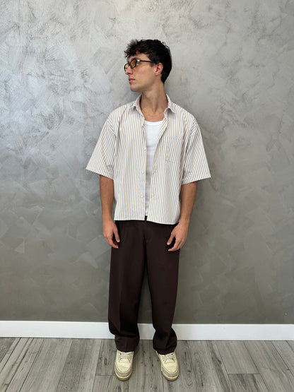 Camicia Riviera Crop Oversize Beige