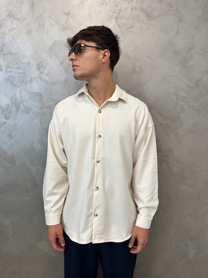 Camicia oversize panna tessuto premium