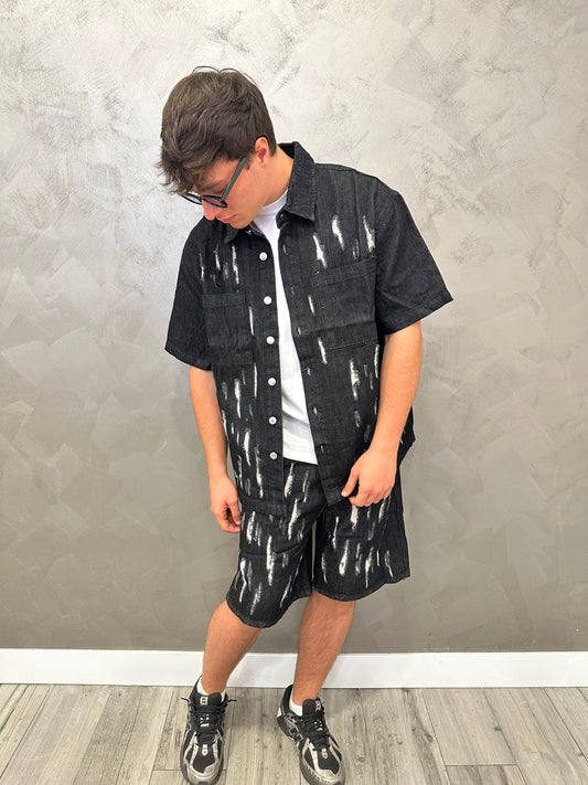 Completo jeans destroyed black