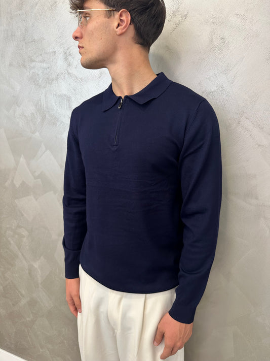 Polo blu notte zip 2.0