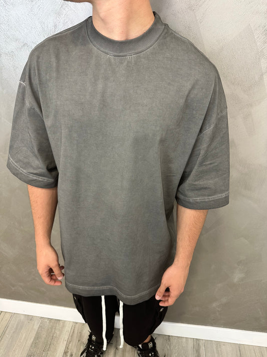 Premium oversize stone washed grigio scuro