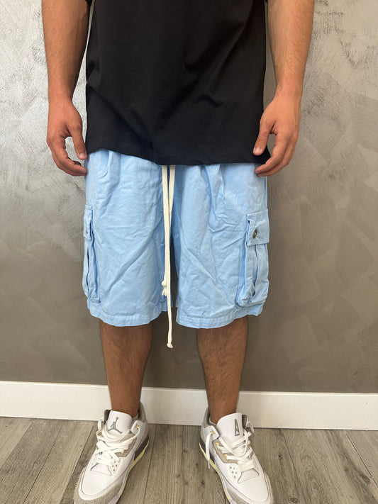 Pantaloncino cargo celeste