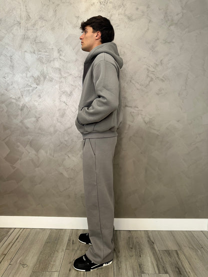 Tuta hoodie zip grigio