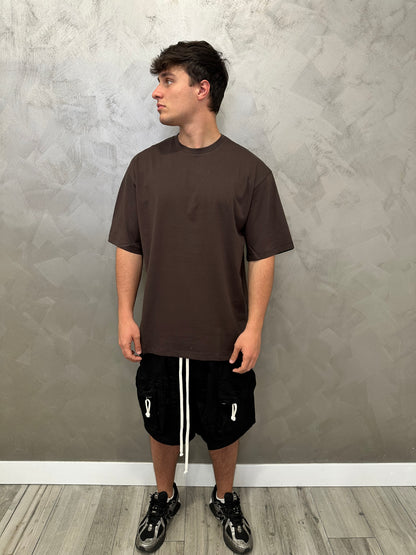T-shirt oversize marrone taglia unica
